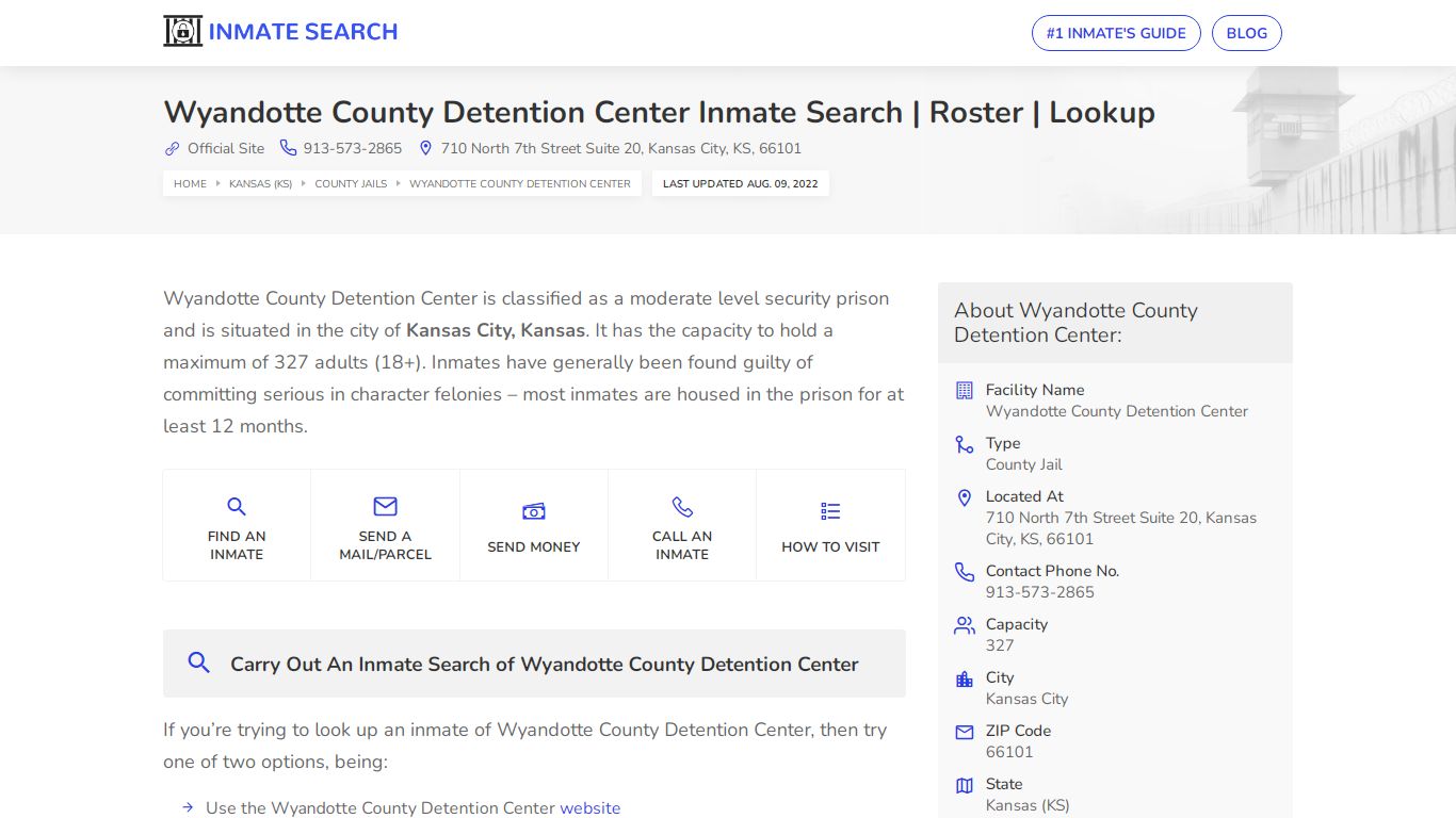 Wyandotte County Detention Center Inmate Search | Roster ...